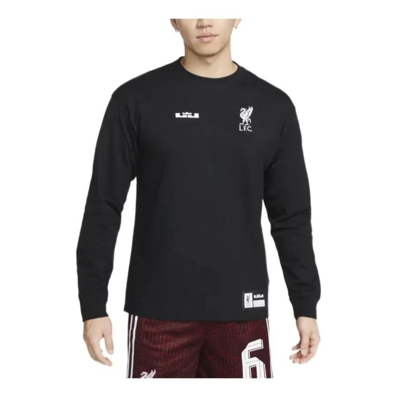 Nike x LeBron James x Liverpool FC Max90 Long Sleeve Tee 'Black' FD4025-010 sold by KicksCrew