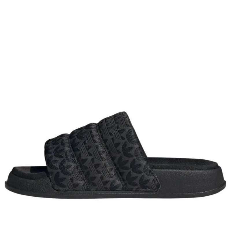 (WMNS) Adidas Adilette Essential Slides 'Trefoil Monogram Black' IG7149 sold by KicksCrew