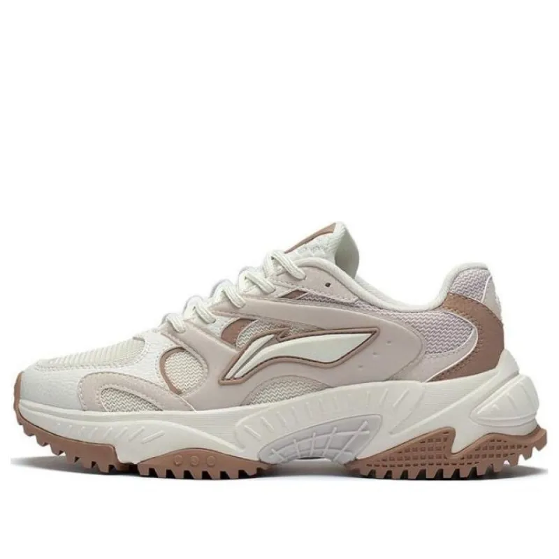 (WMNS) Li-Ning Star Wind Sneakers 'White Beige Brown' AGCT150-4 sold by KicksCrew