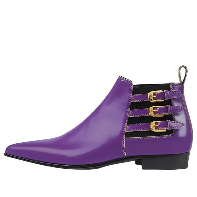 (WMNS) GUCCI Leather Chelsea Boots 'Shine Purple' 603672-DS8I0-5260 sold by KicksCrew