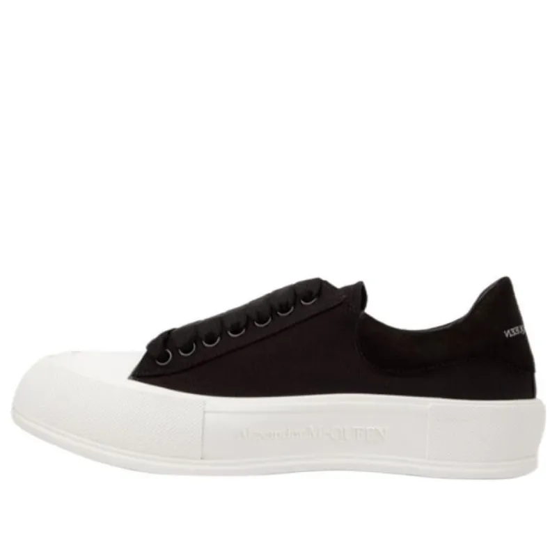 Alexander McQueen Deck Plimsoll Lace-Up Trainers 'Black White' 707680W4MV71070 sold by KicksCrew