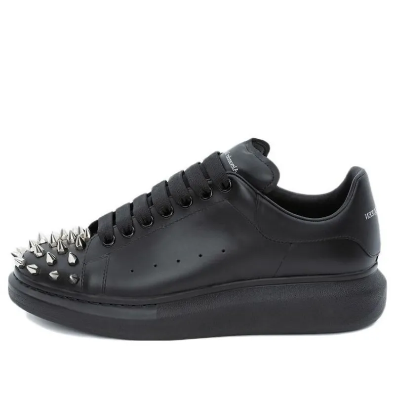 Alexander McQueen Leather Spike Larry Sneakers 'Black' 705807WHTQQ1081 sold by KicksCrew