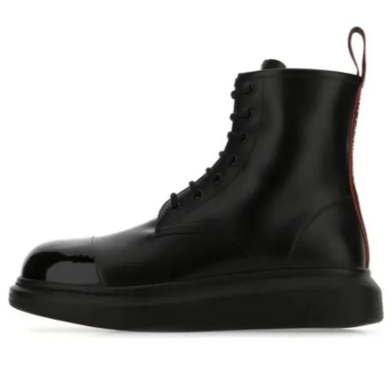 Alexander McQueen Patent Leather Platform Boots 'Black' 663528WHX5R1324 made by Alexander McQueen