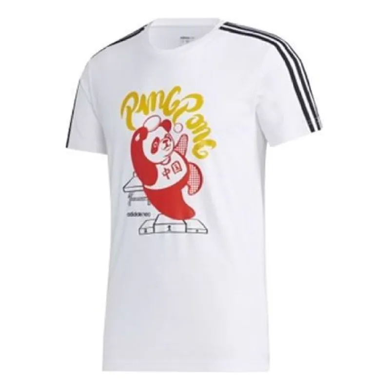 Adidas Neo Panda 3-Stripes Graphic T-Shirts 'White Red' GK1551 sold by KicksCrew