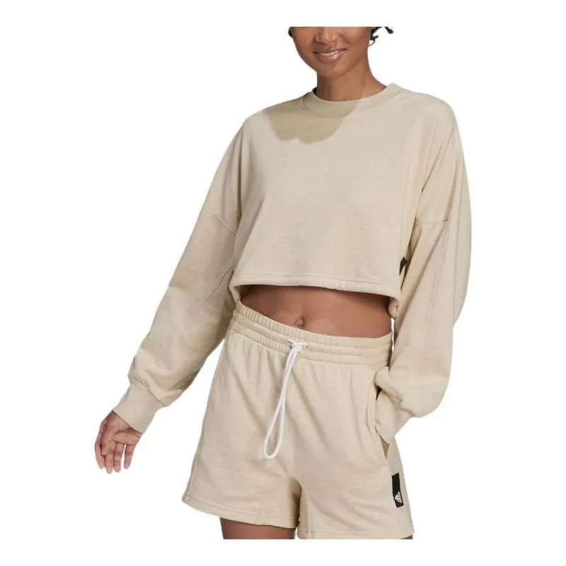 (WMNS) adidas Sportswear Studio Lounge Summer Crew Sweatshirt 'Beige' HE3095 sold by KicksCrew