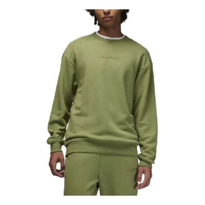 Air Jordan Wordmark Fleece Crewneck Sweatshirt 'Olive Green' FJ7788-340 sold by KicksCrew