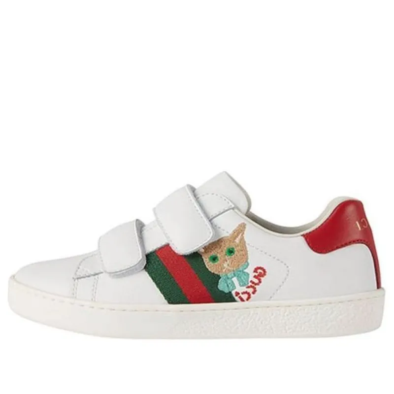 GUCCI Ace Cat Embroidered Sneakers 'White Red' 665430-CPWB0-9082 sold by KicksCrew