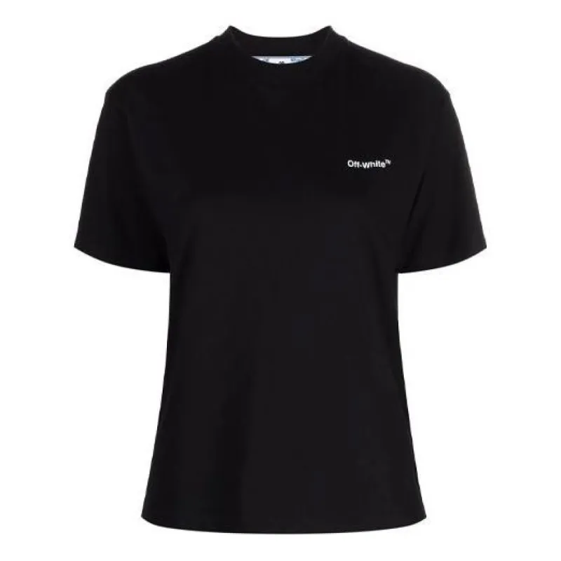 (WMNS) Off-White Logo-Print Diag T-shirt 'Black' OWAA049C99JER0011001 sold by KicksCrew