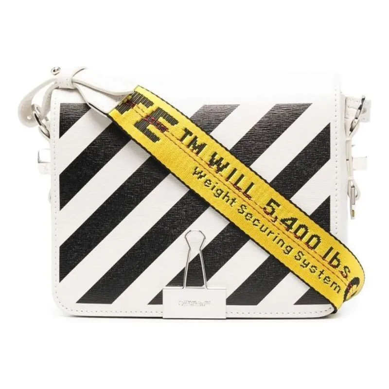 (WMNS) Off-White Diag Logo-plaque Shoulder Bag 'White Black' OWNN018F21LEA0030110 sold by KicksCrew