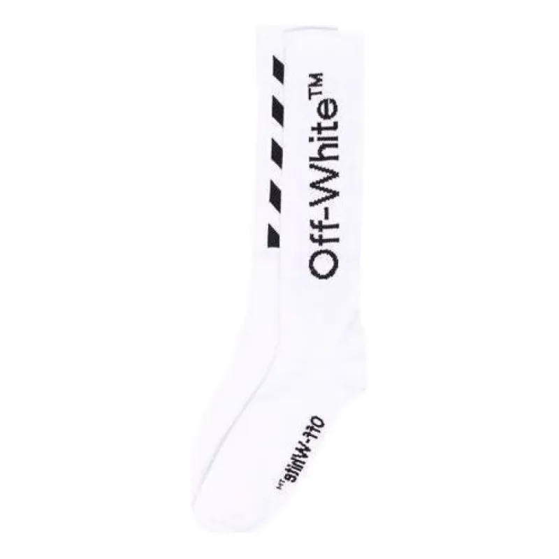 Off-White Diag Mid Length Socks 'White Black' OMRA001F21KNI0030110 sold by KicksCrew