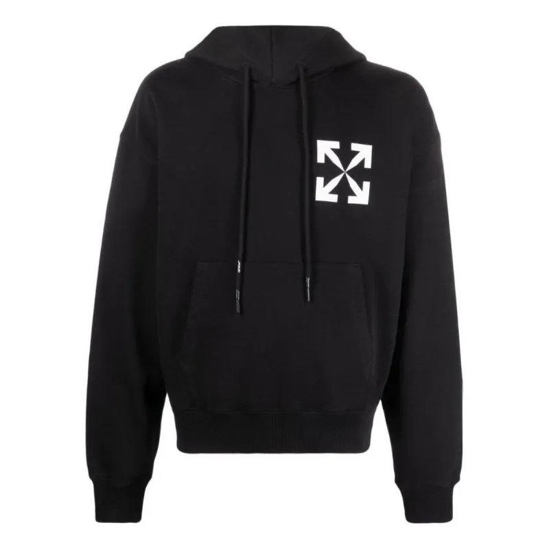 Off-White Arrows Logo-Print Cotton Hoodie 'Black' OMBB037C99FLE0081001 sold by KicksCrew