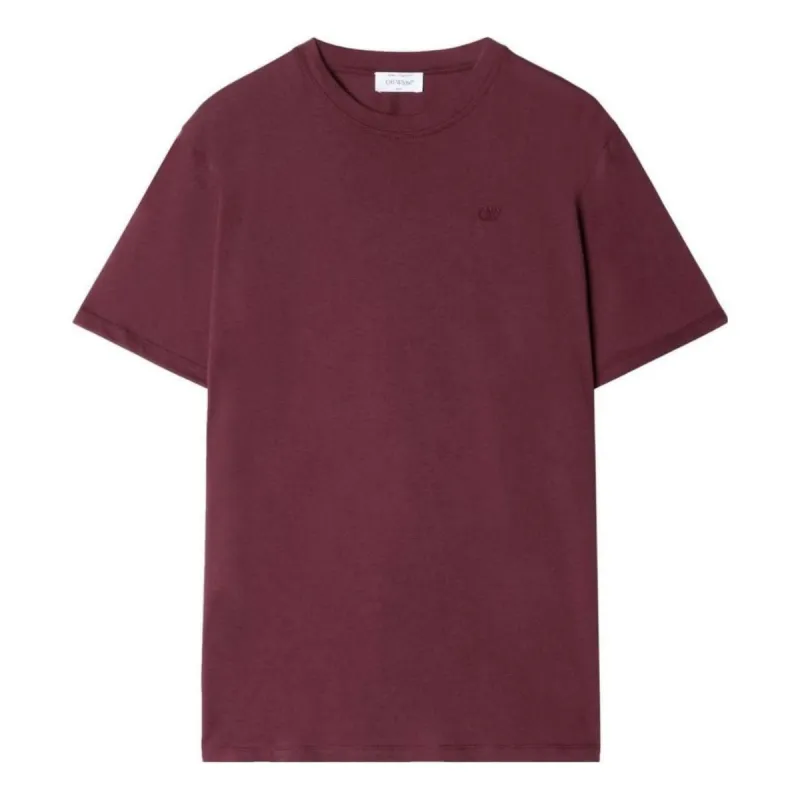 Off-White Logo-Embroidered Cotton T-shirt 'Burgundy' OMAA027F23JER0072828 sold by KicksCrew