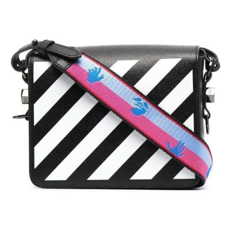 (WMNS) Off-White Diag Flap Bag 'Black White' OWNN018S21LEA0011001 sold by KicksCrew