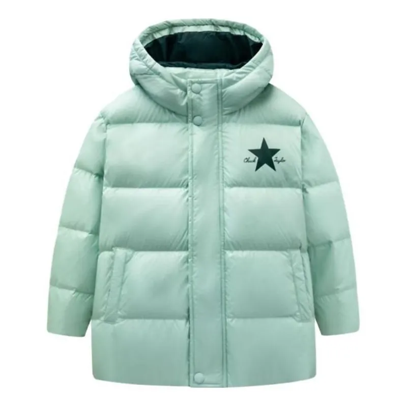 (GS) Converse Logo Printed Down Jacket 'Green Black' CV2342014GS-005 sold by KicksCrew