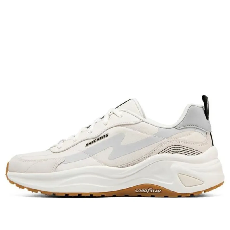 (WMNS) Skechers D'lites Wave Sneakers 'Beige White Blue' 149389-NTBK sold by KicksCrew
