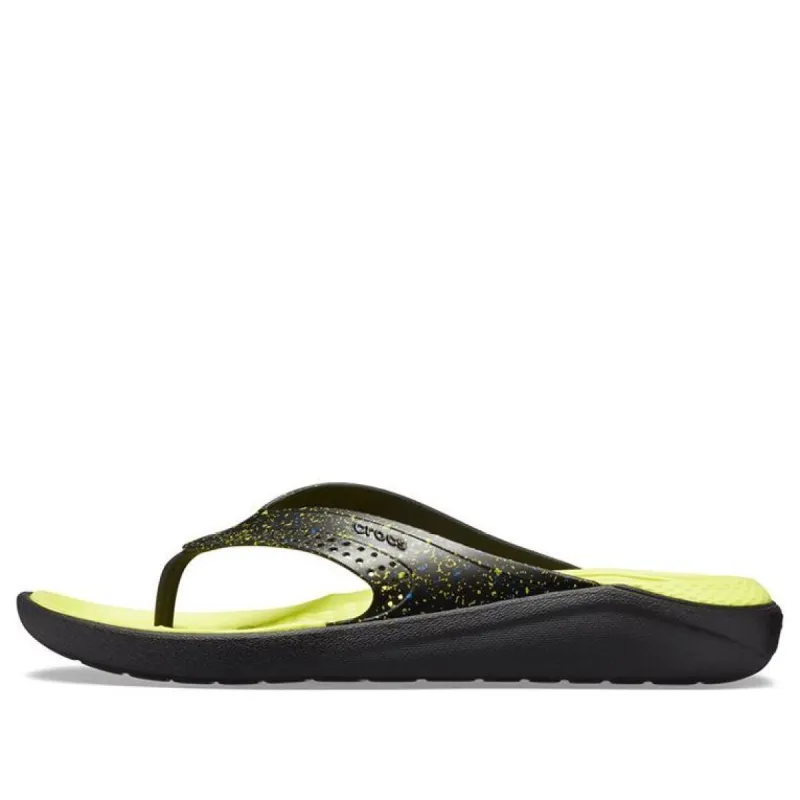 Crocs LiteRide Flip Flops 'Black Yellow' 205940-060 made by Crocs