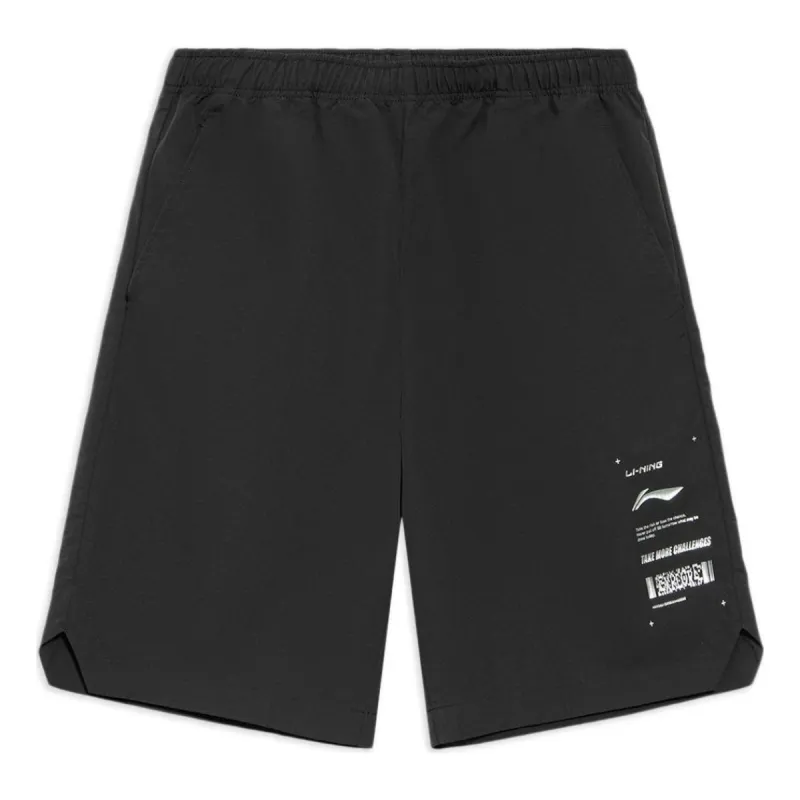 Li-Ning Multi Logo Waterproof Shorts 'Black' AKSS843-1 sold by KicksCrew