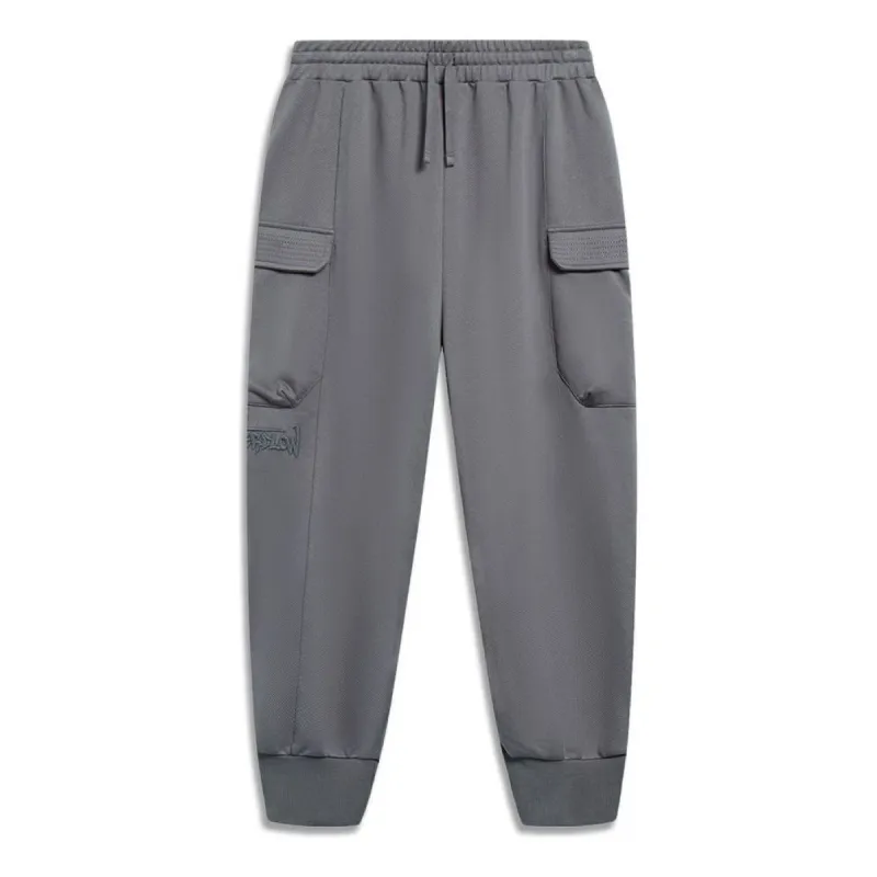 Li-Ning Counterflow Logo Cargo Sweatpants 'Smoke Grey' AKLT531-1 sold by KicksCrew