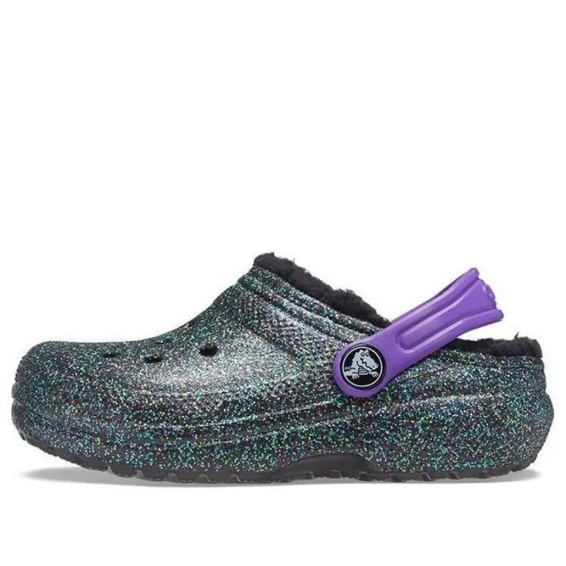 (GS) Crocs Classic Lined Clogs 'Black Purple Sparkles' 205937-9BD sold by KicksCrew