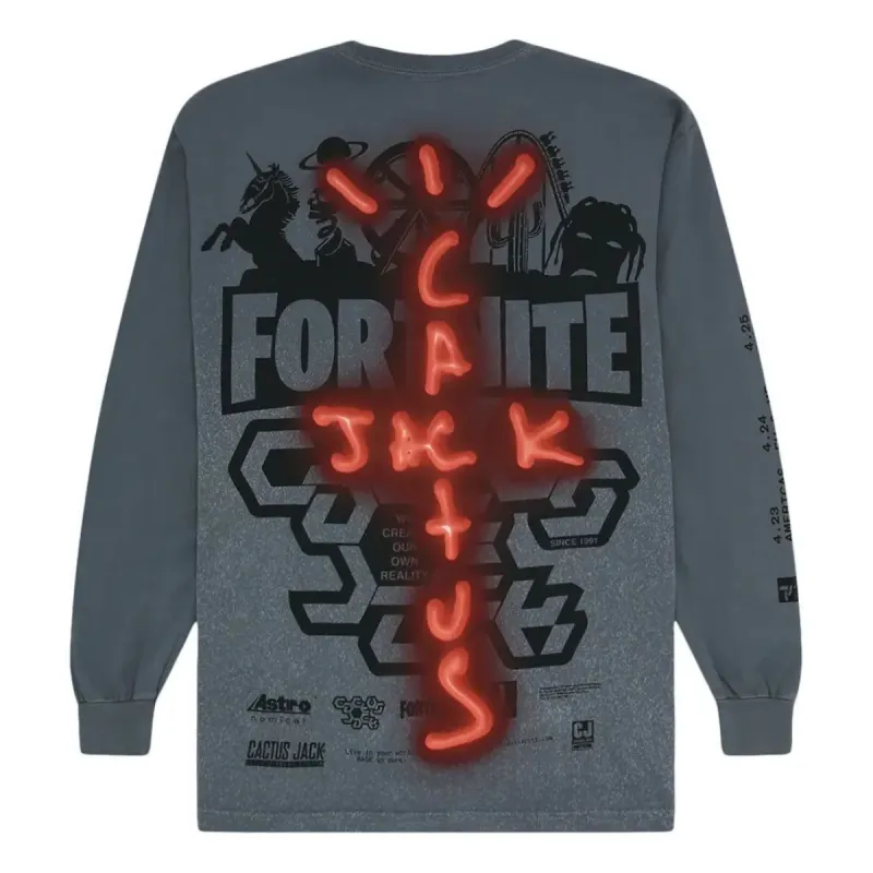 Travis Scott Back Bling L/S Tee 'Washed Grey' TC-370 sold by KicksCrew