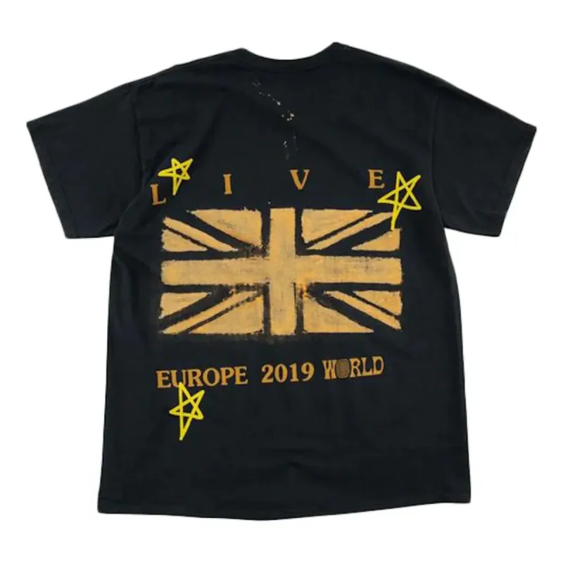 Travis Scott Astroworld Tour London Union Jack T-Shirt 'Black' TC-318 sold by KicksCrew