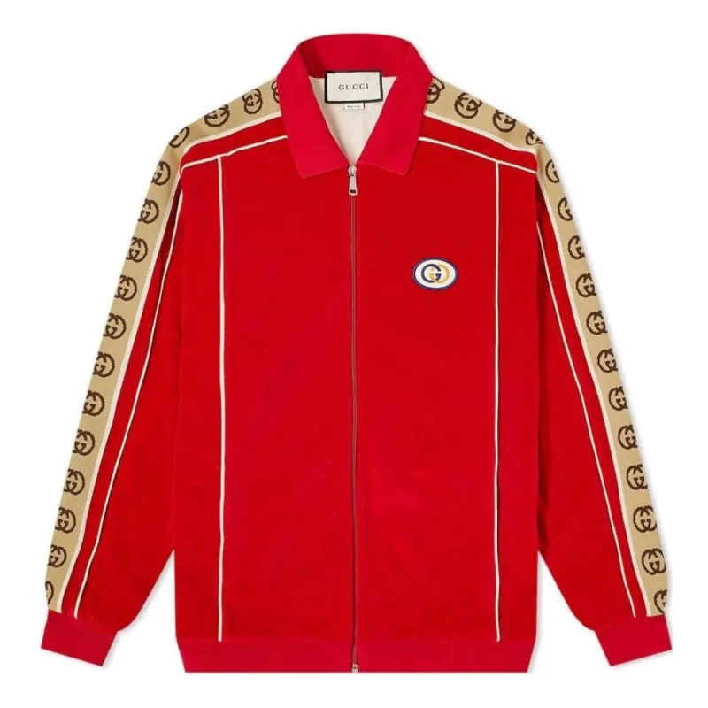 Gucci Velour Taped Oversized Track Jacket 'Red' 573302-XJA6U-6503 sold by KicksCrew