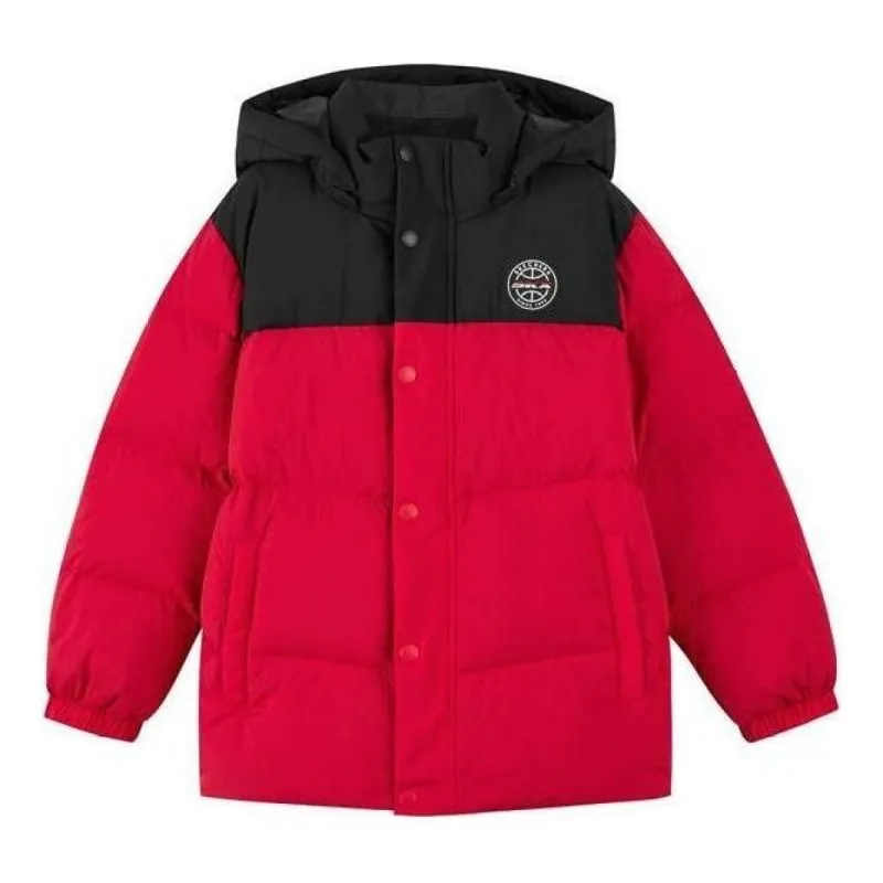 (GS) Skechers Hooded Down Jacket 'Red Black' P422B016 sold by KicksCrew