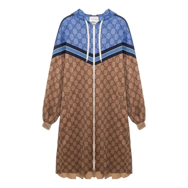 (WMNS) Gucci Technical Jersey GG Long Jacket 'Blue Camel' 550604-XJADG-2144 sold by KicksCrew