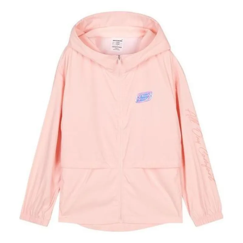 (GS) Skechers Logo Printed Hooded Zipper Jacket 'Pink' P223G005 sold by KicksCrew