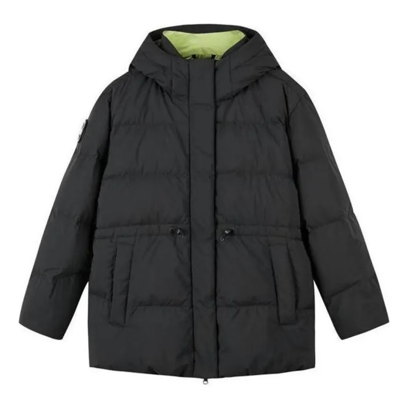 (WMNS) Skechers Hooded Down Jacket 'Black White' L422W051 sold by KicksCrew