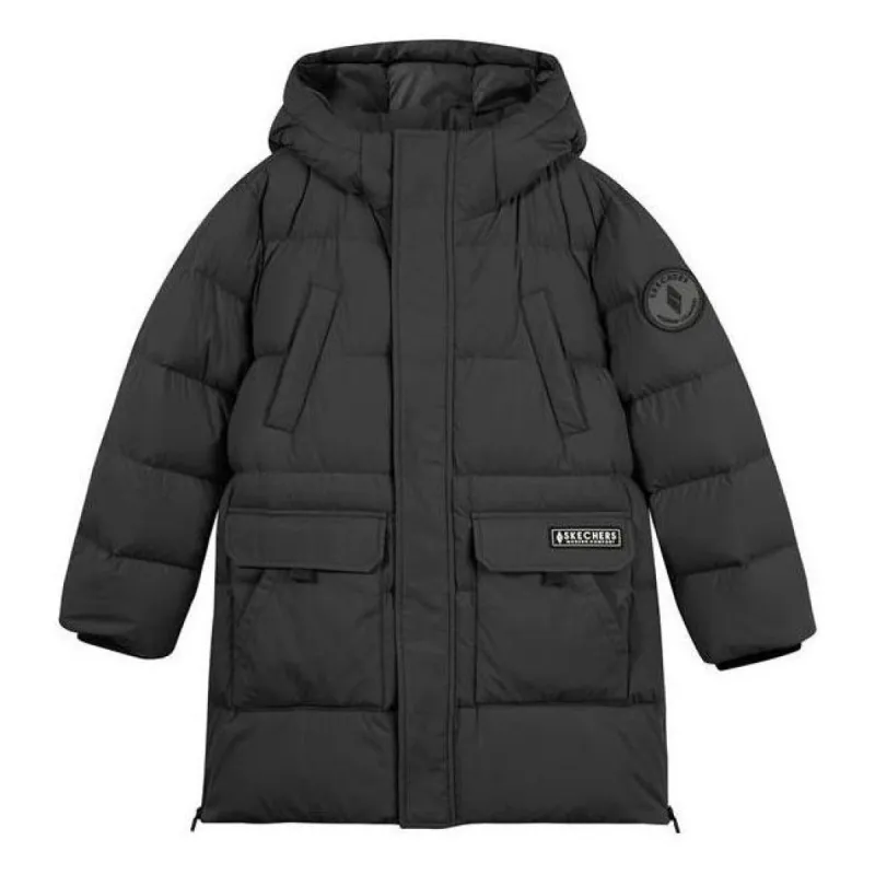 (GS) Skechers Casual Long Down Jacket 'Black Teal' L422B008 sold by KicksCrew