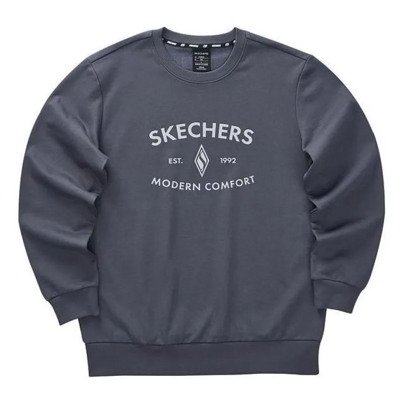 Skechers Diamond Series Letter Printed Casual Sweatshirt 'Grey White' L323U174-026R sold by KicksCrew