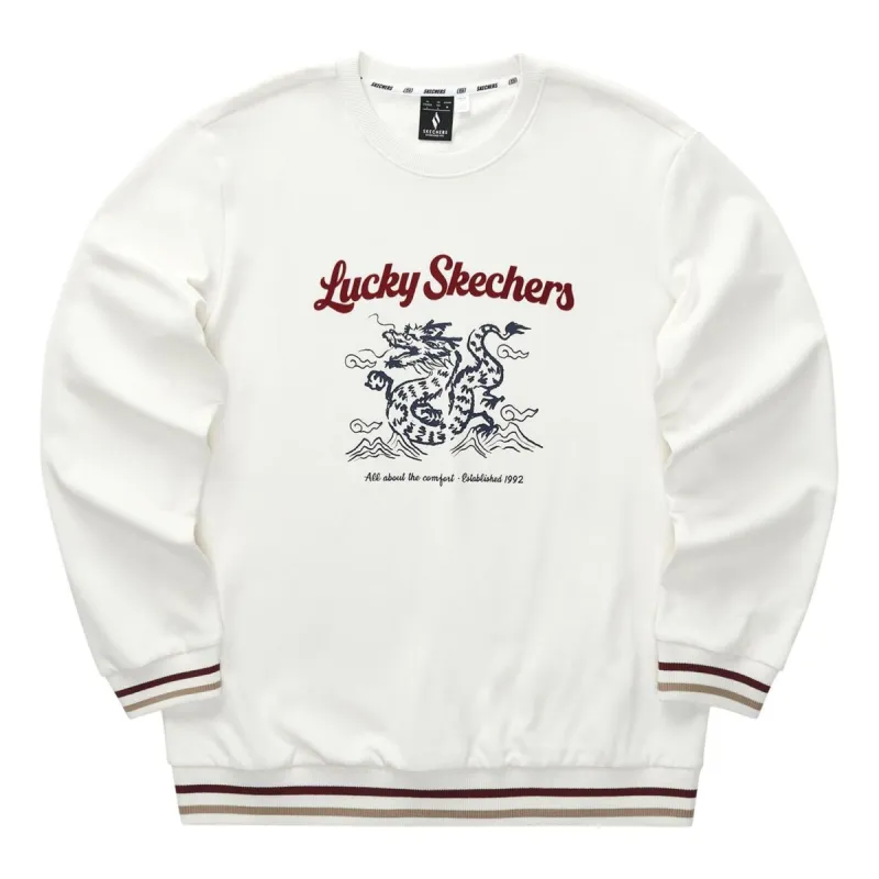 Skechers CNY Series Dragon Graphic Crew Sweatshirt 'White Black Red' L124U052-0074 sold by KicksCrew