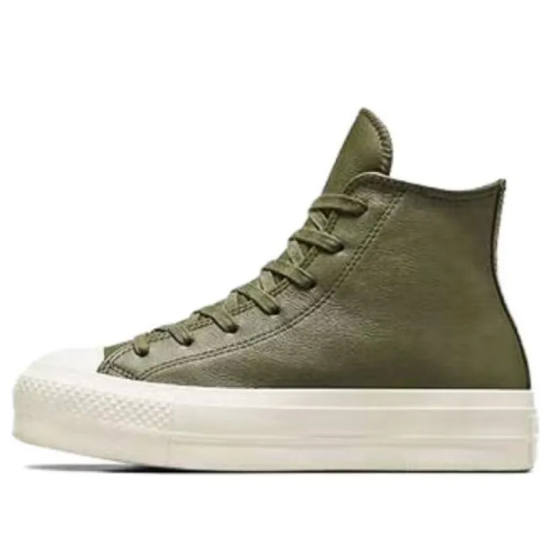 (WMNS) Converse Chuck Taylor Lift Platform Leather High Top 'Green' A07131C sold by KicksCrew