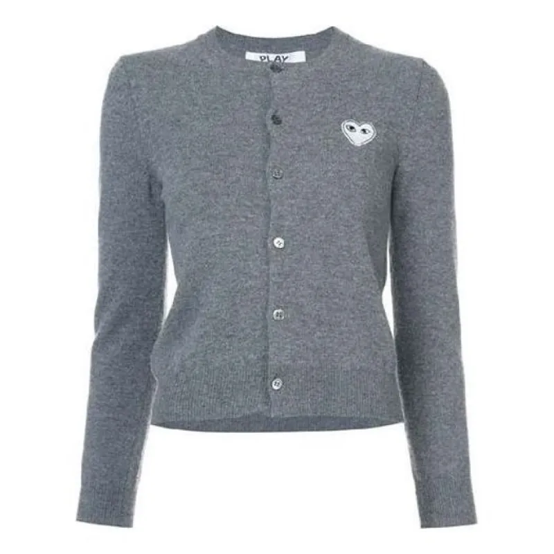 (WMNS) COMME des GARCONS PLAY Cardigan White Emblem 'Grey' AZ-N061-051-3 sold by KicksCrew