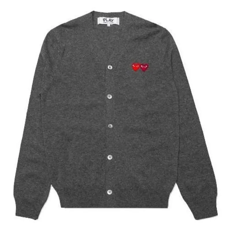 COMME des GARCONS PLAY Cardigan Double Emblem 'Grey' AZ-N058-051-3 sold by KicksCrew
