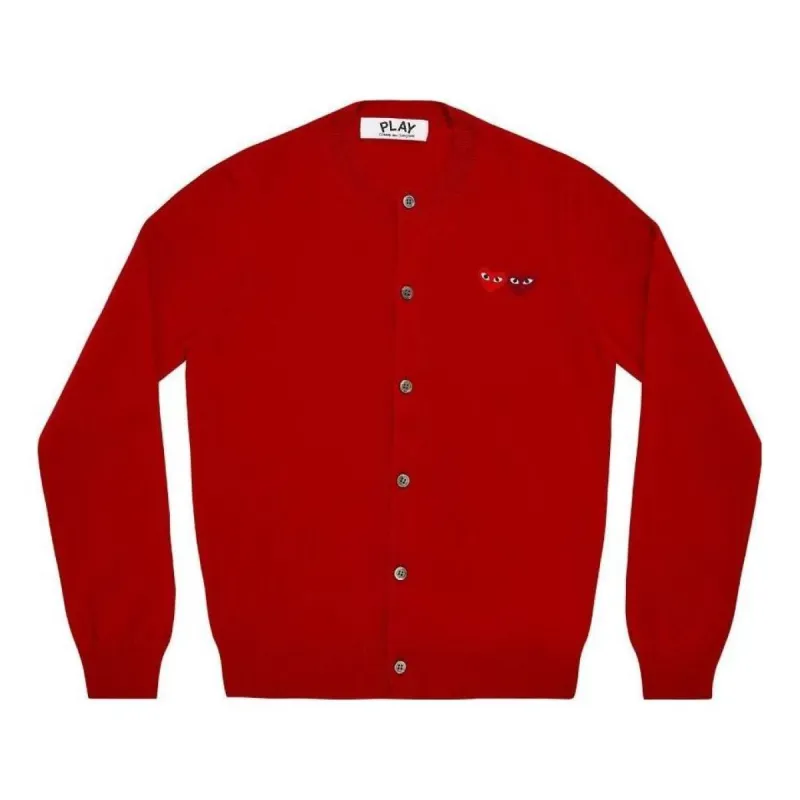 (WMNS) COMME des GARCONS PLAY Cardigan Double Emblem 'Red' AZ-N057-051-5 sold by KicksCrew