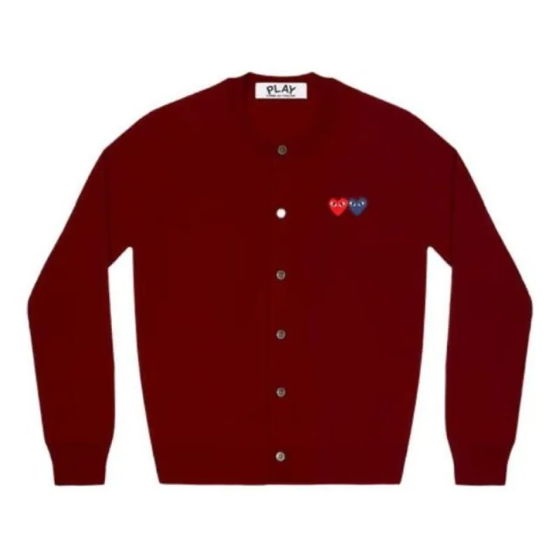 (WMNS) COMME des GARCONS PLAY Cardigan Double Emblem 'Burgundy' AZ-N057-051-4 sold by KicksCrew
