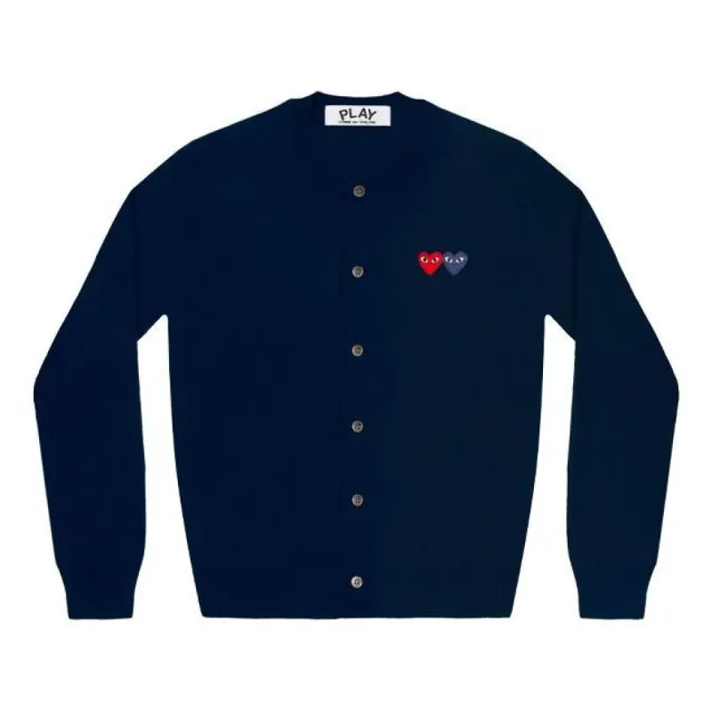 (WMNS) COMME des GARCONS PLAY Cardigan Double Emblem 'Navy' AZ-N057-051-2 sold by KicksCrew