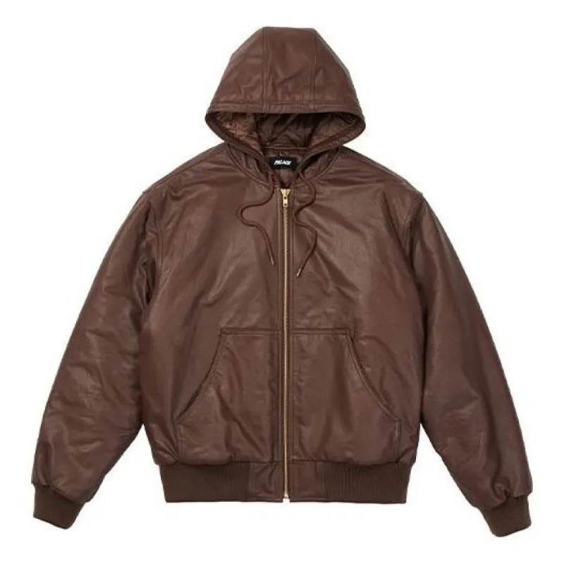 Palace FW21 Leather Bossy Jacket 'Brown' P20JK126 sold by KicksCrew