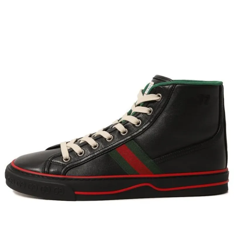 (WMNS) GUCCI Tennis 1977 High Top Sneakers 'Black Red' 645987-17L20-1074 sold by KicksCrew