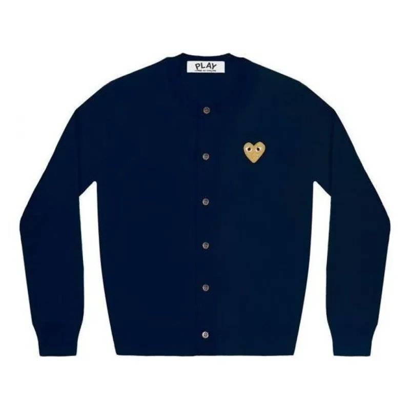 (WMNS) COMME des GARCONS PLAY Cardigan Gold Emblem 'Navy' AZ-N049-051-2 sold by KicksCrew