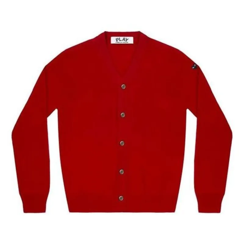 COMME des GARCONS PLAY Cardigan Black Sleeve Emblem 'Red' AZ-N046-051-4 sold by KicksCrew