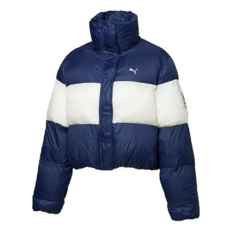 (WMNS) Puma x Selena Gomez Crop Puffer Jacket 'Navy White' 59701401 sold by KicksCrew