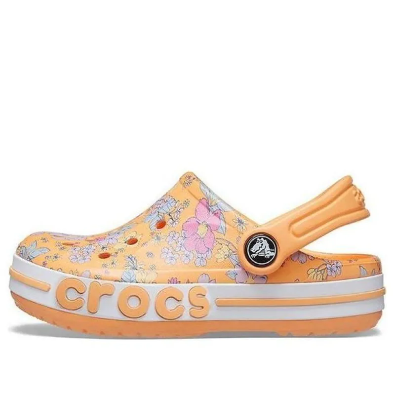 (GS) Crocs Bayaband Seasonal Printed Clogs 'Orange White' 206178-801 sold by KicksCrew