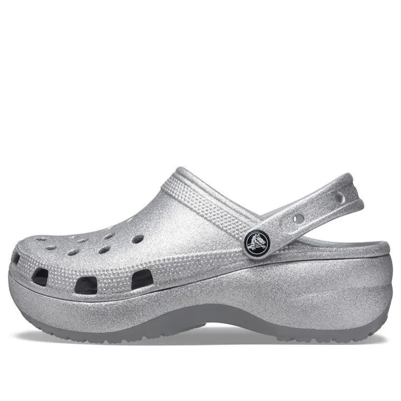 (WMNS) Crocs Classic Platform Glitter Clog 'Silver' 207241-040 sold by KicksCrew