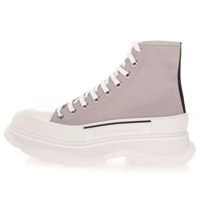 Alexander McQueen Canvas Tread Slick High Top Sneakers 'Grey White' 604254W4MV21331 sold by KicksCrew