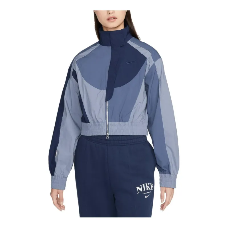(WMNS) Nike Sportswear Collection Short Patchwork Jacket 'Blue' DV8308-410 sold by KicksCrew