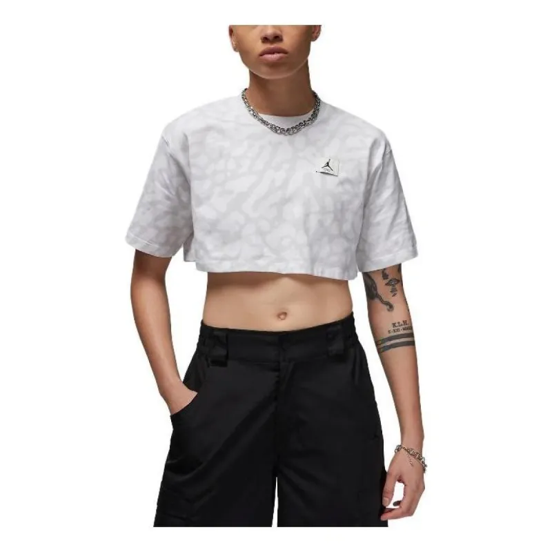 (WMNS) Air Jordan Sport Cropped T-Shirt 'Marbled White' DZ3215-100 sold by KicksCrew