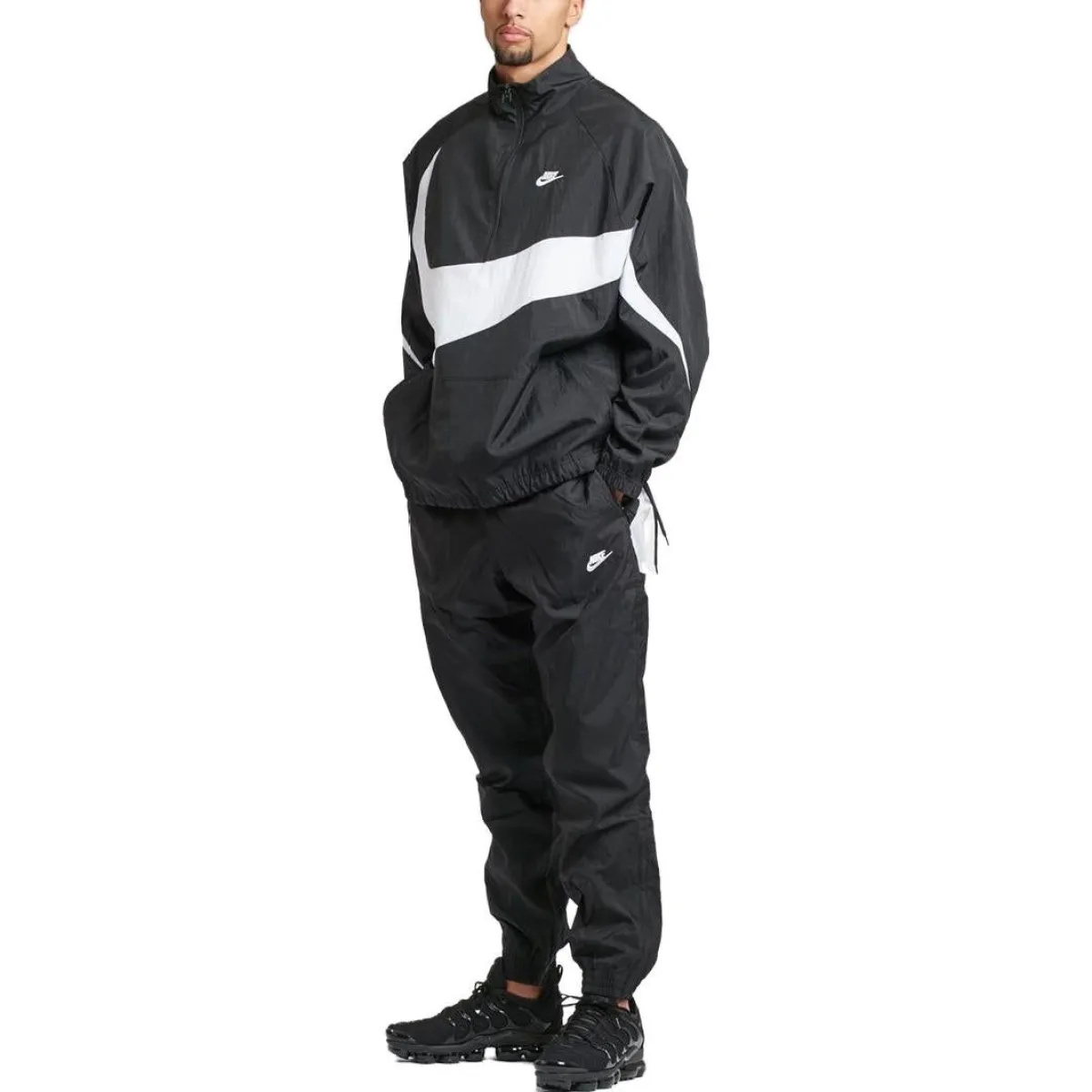 Nike Swoosh Half Zip Woven Jacket 'Black White' AJ2696-010 | Parallel